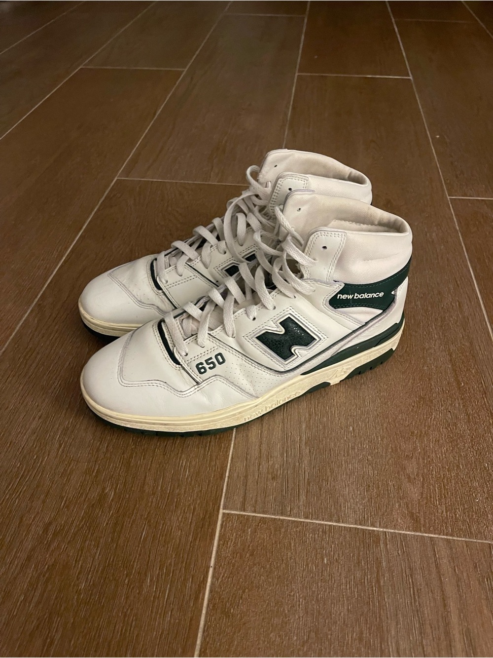 Aimé Léon Dore X New Balance 650 High-Top Sneakers in White and Green